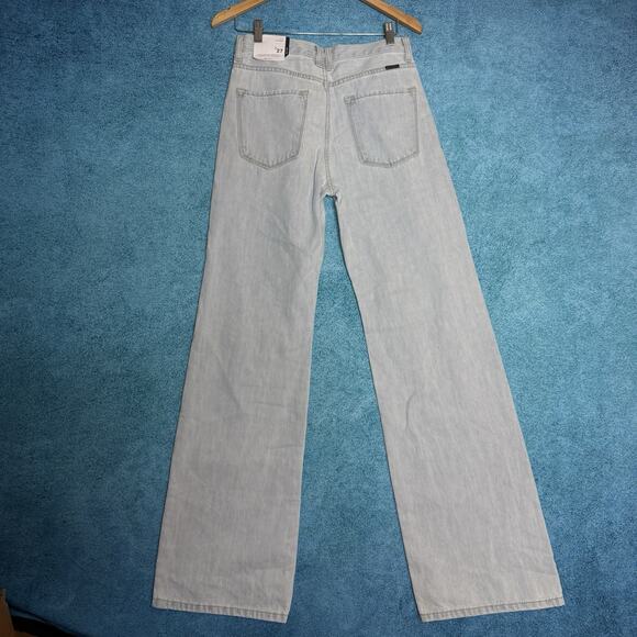 KanCan Womens 7/27 90s Flare Light Blue Jeans Wide Leg Distressed Denim - Picture 11 of 16